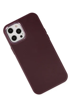Uray store Apple iPhone 12 Pro Max Kılıf Asya Deri Silikon - Mürdüm