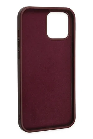 Uray store Apple iPhone 12 Pro Max Kılıf Asya Deri Silikon - Mürdüm