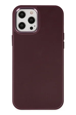 Uray store Apple iPhone 12 Pro Max Kılıf Asya Deri Silikon - Mürdüm