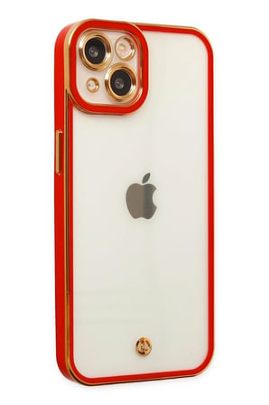 Uray store Apple iPhone 14 Plus Kılıf Liva Lens Silikon - Kırmızı