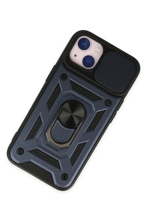 Uray store Apple iPhone 14 Kılıf Pars Lens Yüzüklü Silikon - Lacivert