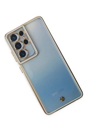 Uray store Samsung Galaxy S21 Ultra Kılıf Liva Lens Silikon - Beyaz