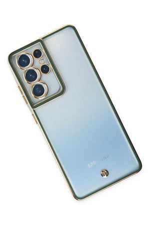 Uray store Samsung Galaxy S21 Ultra Kılıf Liva Lens Silikon - Yeşil