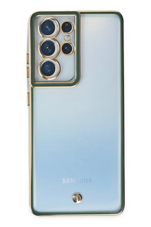 Uray store Samsung Galaxy S21 Ultra Kılıf Liva Lens Silikon - Yeşil