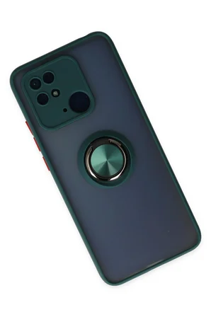 Uray store Xiaomi Poco C40 Kılıf Montreal Yüzüklü Silikon Kapak - Yeşil