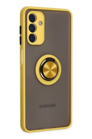 Uray store Samsung Galaxy A04S Kılıf Montreal Yüzüklü Silikon Kapak - Sarı
