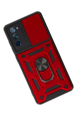 Uray store Samsung Galaxy S20 FE Kılıf Pars Lens Yüzüklü Silikon - Kırmızı