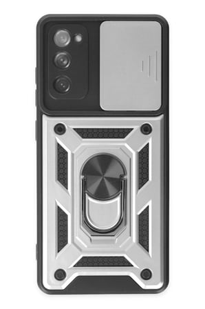 Uray store Samsung Galaxy S20 FE Kılıf Pars Lens Yüzüklü Silikon - Gümüş