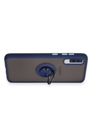 Uray store Samsung Galaxy A70 Kılıf Montreal Yüzüklü Silikon Kapak - Lacivert