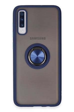 Uray store Samsung Galaxy A70 Kılıf Montreal Yüzüklü Silikon Kapak - Lacivert