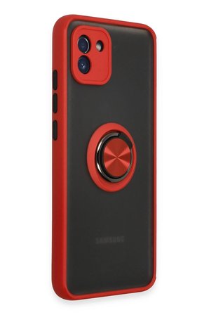 Uray store Samsung Galaxy A03 Kılıf Montreal Yüzüklü Silikon Kapak - Kırmızı