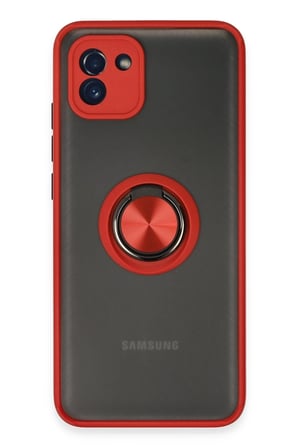 Uray store Samsung Galaxy A03 Kılıf Montreal Yüzüklü Silikon Kapak - Kırmızı