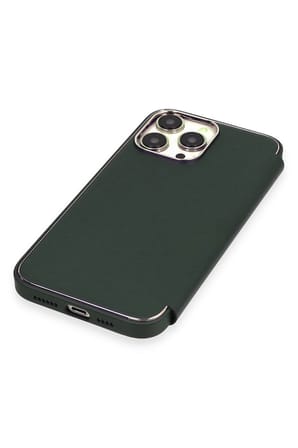Uray store Apple iPhone 13 Pro Max Kılıf Dolpin Kapaklı - Koyu Yeşil