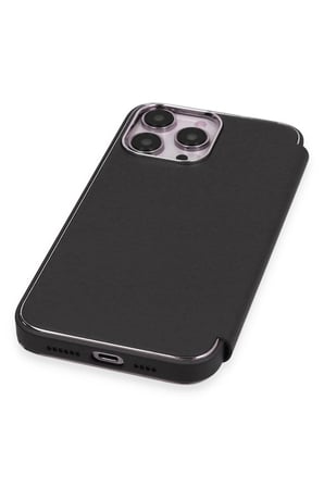Uray store Apple iPhone 14 Pro Kılıf Dolpin Kapaklı - Siyah