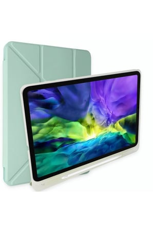 Uray store Apple iPad 2022 10.9 (10.nesil) Kılıf Kalemlikli Mars Tablet Kılıfı - Açık Yeşil