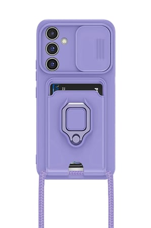 Uray store Samsung Galaxy A14 4G Kılıf Zuma Kartvizitli Yüzüklü Silikon - Lila