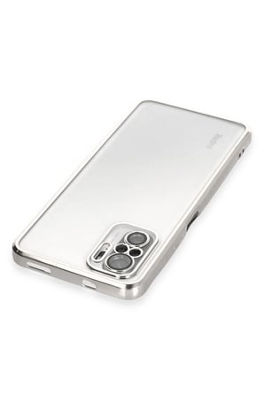 Uray store Xiaomi Redmi Note 10 Kılıf Razer Lensli Silikon - Gümüş