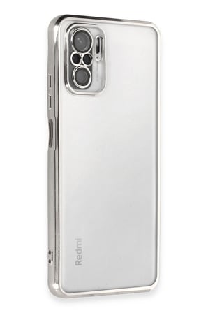Uray store Xiaomi Redmi Note 10 Kılıf Razer Lensli Silikon - Gümüş