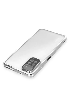 Uray store Xiaomi Redmi Note 11 Kılıf Razer Lensli Silikon - Gümüş