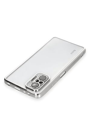 Uray store Xiaomi Redmi Note 10 Pro Kılıf Razer Lensli Silikon - Gümüş