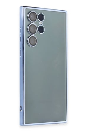 Uray store Samsung Galaxy S22 Ultra Kılıf Razer Lensli Silikon - Açık Mavi