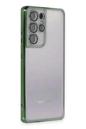Uray store Samsung Galaxy S21 Ultra Kılıf Razer Lensli Silikon - Yeşil