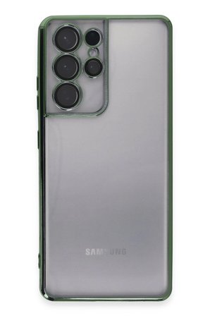 Uray store Samsung Galaxy S21 Ultra Kılıf Razer Lensli Silikon - Yeşil