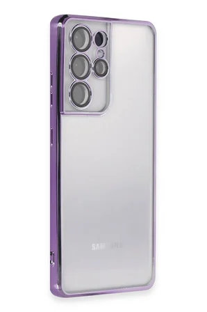 Uray store Samsung Galaxy S21 Ultra Kılıf Razer Lensli Silikon - Mor