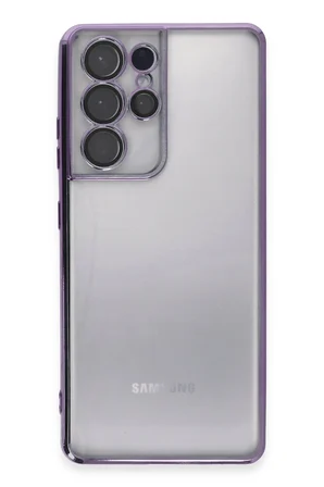 Uray store Samsung Galaxy S21 Ultra Kılıf Razer Lensli Silikon - Mor