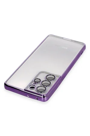Uray store Samsung Galaxy S21 Ultra Kılıf Razer Lensli Silikon - Mor