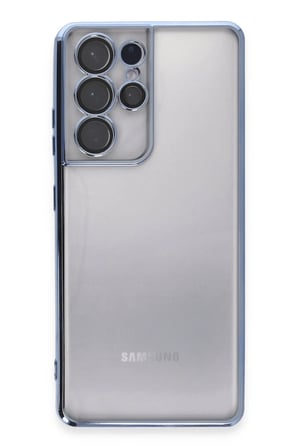 Uray store Samsung Galaxy S21 Ultra Kılıf Razer Lensli Silikon - Açık Mavi
