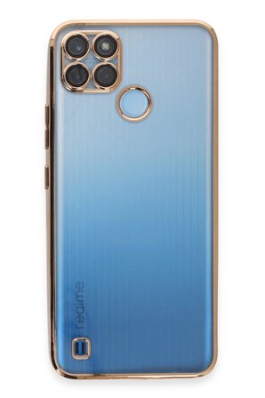 Uray store Realme C25Y Kılıf Razer Lensli Silikon - Gold