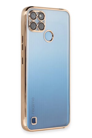Uray store Realme C25Y Kılıf Razer Lensli Silikon - Gold