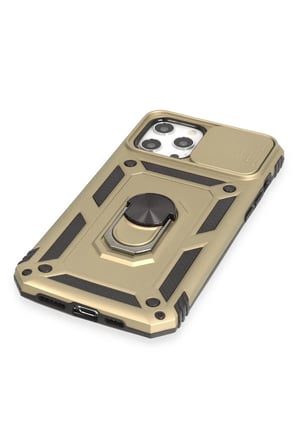 Uray store Apple iPhone 12 Pro Max Kılıf Pars Lens Yüzüklü Silikon - Gold