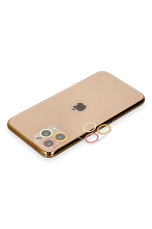 Uray store Apple iPhone 11 Pro Max Renkli Kamera Lens Koruma Cam - Turuncu-Kırmızı