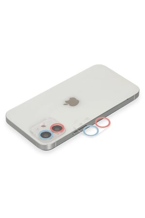 Uray store Apple iPhone 12 Mini Renkli Kamera Lens Koruma Cam - Pembe-Mavi
