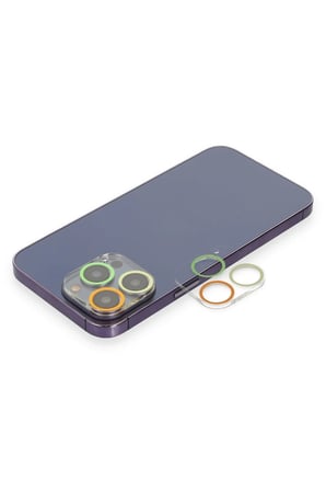Uray store Apple iPhone 12 Pro Renkli Kamera Lens Koruma Cam - Sarı-Turuncu