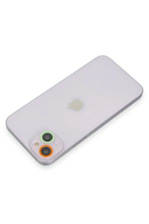 Uray store Apple iPhone 13 Mini Renkli Kamera Lens Koruma Cam - Turuncu-Yeşil