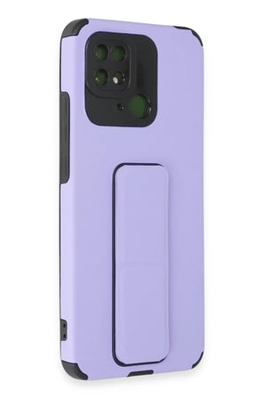 Uray store Xiaomi Redmi 10C Kılıf Mega Standlı Silikon - Lila