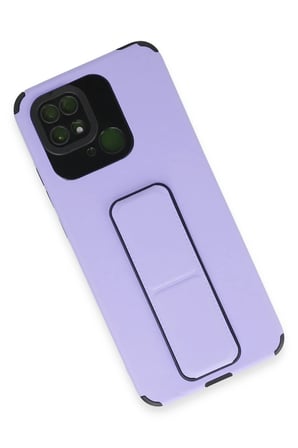 Uray store Xiaomi Redmi 10C Kılıf Mega Standlı Silikon - Lila
