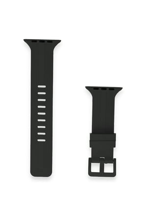Uray store Apple Watch 38mm KR408 Çizgili Silikon Kordon - Siyah