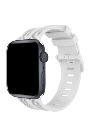 Uray store Apple Watch 38mm KR408 Çizgili Silikon Kordon - Beyaz