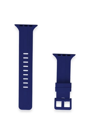 Uray store Apple Watch 38mm KR408 Çizgili Silikon Kordon - Lacivert