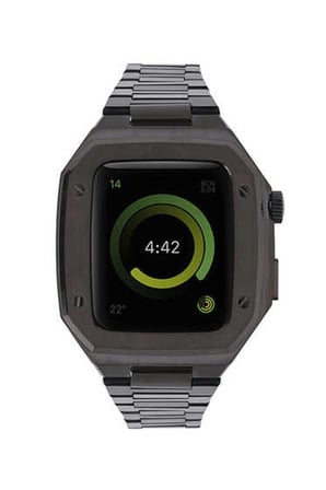 Uray store Apple Watch 44mm Metal Petek Kasalı Kordon - Siyah