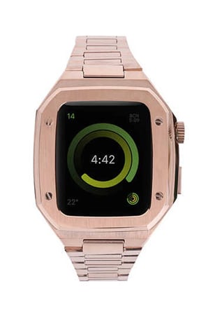 Uray store Apple Watch 44mm Metal Petek Kasalı Kordon - Rose Gold