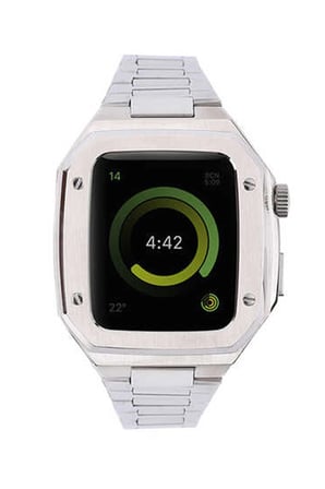 Uray store Apple Watch 45mm Metal Petek Kasalı Kordon - Gümüş