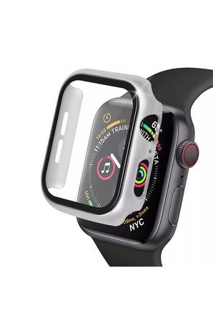 Uray store Apple Watch 41mm Camlı Kasa Ekran Koruyucu - Gümüş