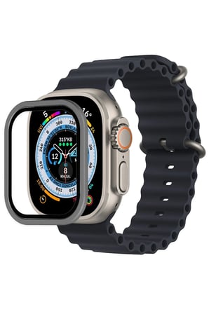 Uray store Apple Watch Ultra 49mm Alüminyum Kasa Cam Ekran Koruyucu - Gri