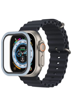 Uray store Apple Watch Ultra 49mm Alüminyum Kasa Cam Ekran Koruyucu - Mavi