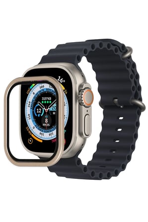 Uray store Apple Watch Ultra 49mm Alüminyum Kasa Cam Ekran Koruyucu - Gold